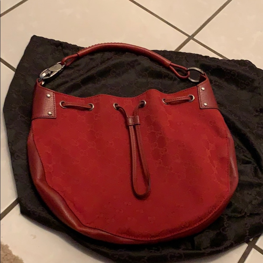 Red Gucci Monogram Hobo Bag. Great condition!